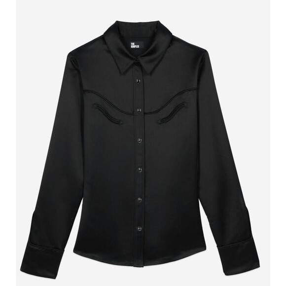 🤠 NWT The Kooples Western-Inspired Satin Shirt | Size XS (FR 0) ✨ - Picture 1 of 3